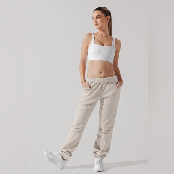 NWT 2X POPFLEX Women's Cream sweatpants cloud rollover sweatpants in seashell - Picture 3 of 7